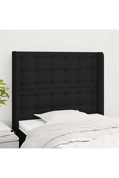 Concept Tăblie de pat cu aripioare, negru, 103x16x118/128 cm, textil