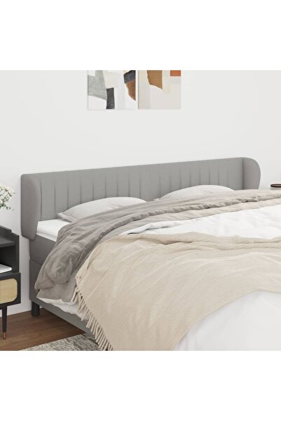 Concept Tăblie de pat cu aripioare gri deschis 203x23x78/88 cm textil