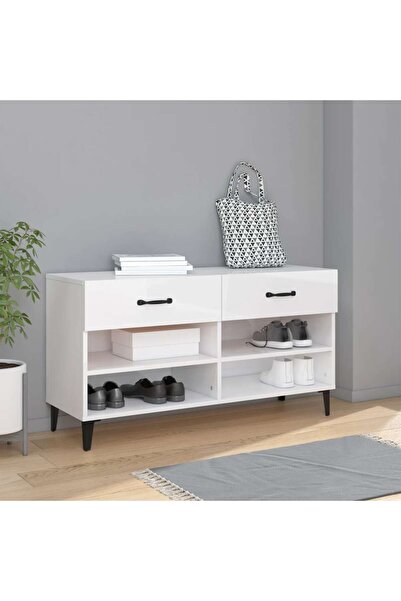 Concept Pantofar, alb extralucios, 102x35x55 cm, lemn compozit