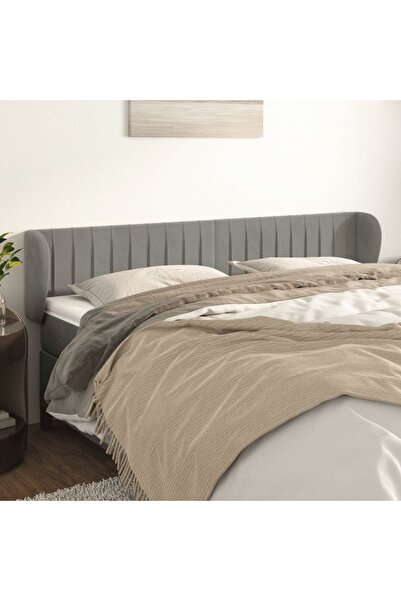 Concept Tăblie de pat cu aripioare gri deschis 183x23x78/88 cm catifea