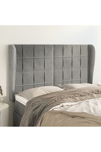 Concept Tăblie de pat cu aripioare gri deschis 147x23x118/128cm catifea