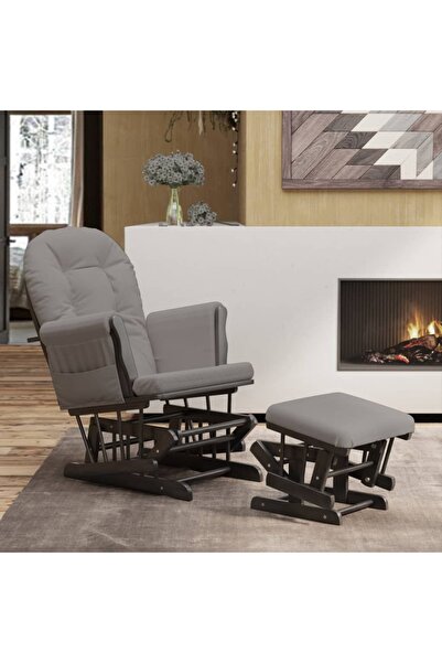 Concept Scaun glisant cu taburet, gri deschis, material textil