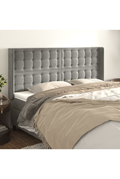 Concept Tăblie de pat cu aripioare gri deschis 163x16x118/128cm catifea