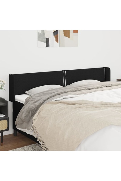 Concept Tăblie de pat cu aripioare negru 183x16x78/88 cm textil