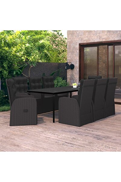 Concept Set mobilier pentru grădină, 9 piese, negru