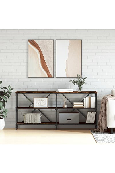 Concept Masă consolă stejar afumat 160x30x75 cm lemn prelucrat și fier