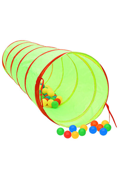 Concept Tunel de joacă pt copii, 250 bile, verde, 175 cm, poliester