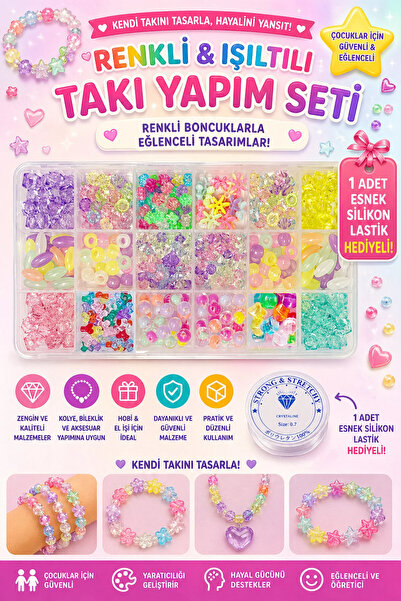 By MO Accessories Çocuklar Için Hobi Takı Yapma Seti Hobi Kiti Bileklik Kolye...