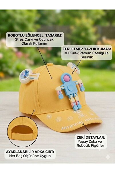 Kitti Pălărie de vară cu șapcă, cu jucărie robot și roată a stresului