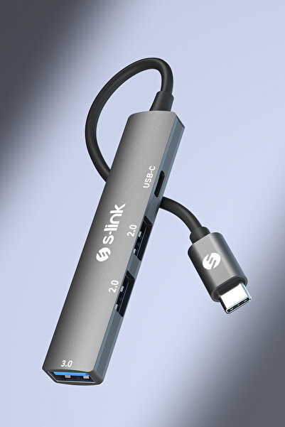 S-Link Swapp SWV-USBC023 4 in 1 Gri Metal TypeC to 2*USB2.0 USB 3.0, PD Type ...
