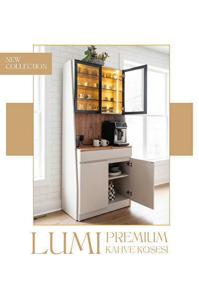Sarenzo Lumi Led'li Kahve Köşesi | Cam Kapaklı Premium Mini Bar & Çok Amaçlı ...