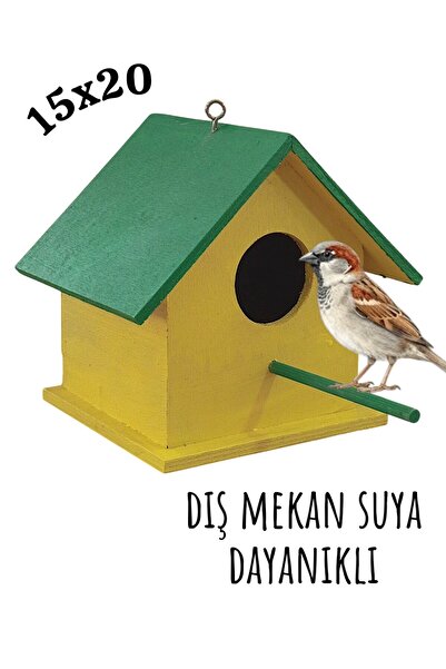 ncy Ahşap Kuş Evi Kuş Yuvası Muhabbet Kuşu Dış Mekan Suya Dayanıklı 15x15x20 ...