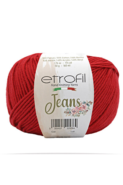 Etrofil Fir de tricotat din denim Roșu închis 55% Bumbac 45% Acril 50g 160m (...