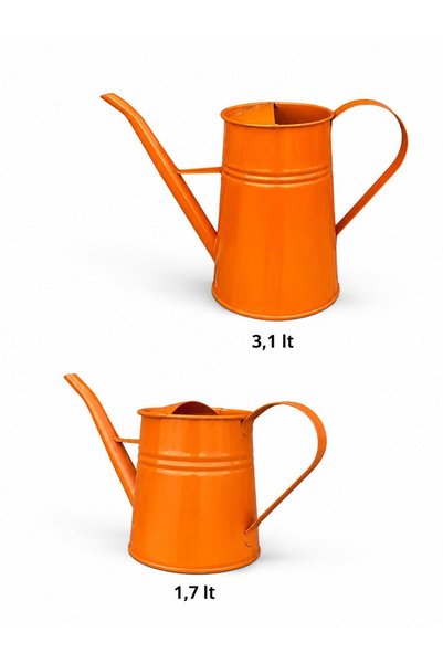NATURELMETAL Galvanized Metal Watering Can 1.7 Lt Orange