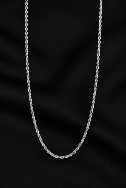 Tixy Pixy Stainless Steel Twist Chain Silver Men's Necklace 60cm