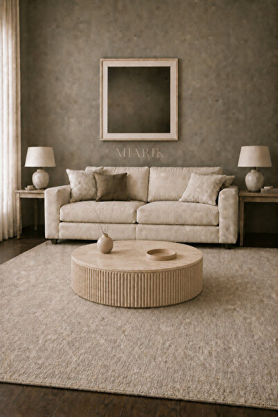 MIARIK DESIGN Traverten Genis Papatya Yuvarlak Sehpa