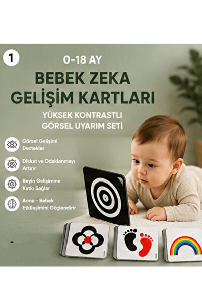 Baby Intelligence Development Cards - High Contrast Visual Stimulation - (0-18 months) Baby Visual Cards