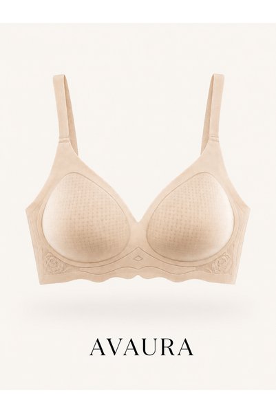 AVAURA Soft Touch Seamless White Champagne Color Laser Cut Seamless Adjustable Strap Women's Bra Without Underwire