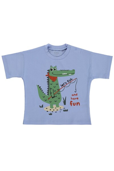 Civil Baby Tricou cu imprimeu crocodil pentru 6-18 luni - Albastru