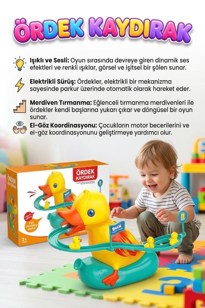 Tıfıl Toys Pilli Işıklı Müzikli ve Otomatik Tırmanma Merdivenli Ördek Temalı ...