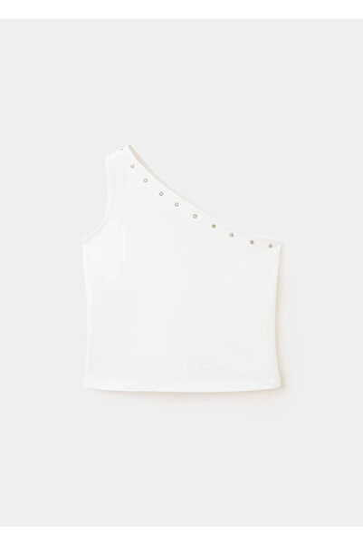 MANGO Kids Asimetrik eyelet detaylı bluz
