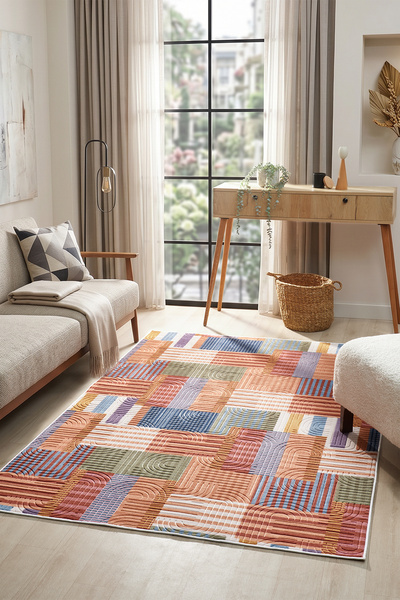 Raschel Carpet Μοντέρνα, πολύχρωμη, ειδική σειρά Bohemian που πλένεται και δε...
