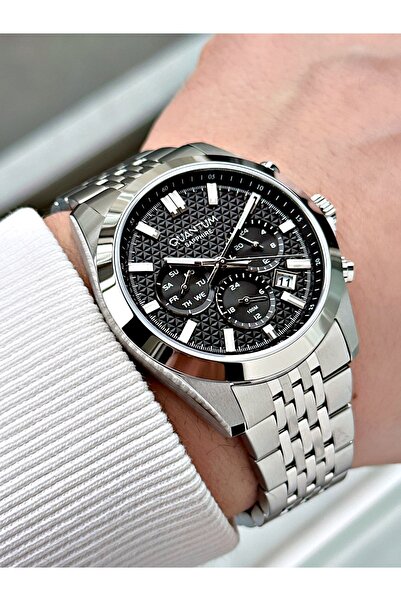 Quantum Functional Silver-Black Color Sapphire Glass Steel Band Steel Case Me...