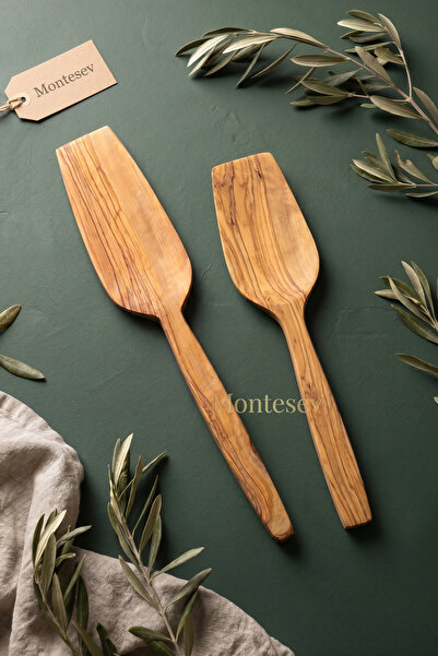 Olive Tree Wooden Wooden Spoon Spatula Set 2 Pieces ( Olive Tree ) Wooden Spoon