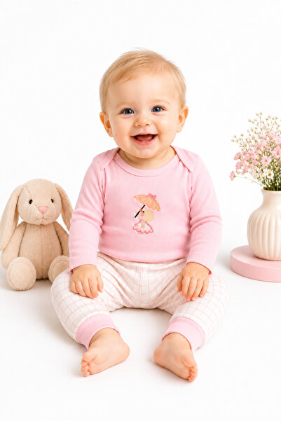 İZYALİF BABY Bebek 2li Pamuklu Alt-Üst Takım %100 Pamuk Çıtçıtlı Mevsimlik