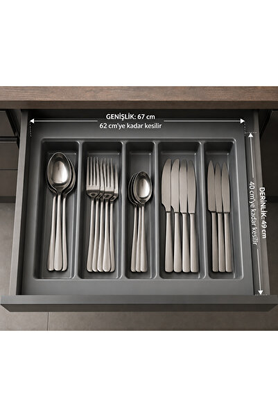 67/49 Cm Cekmece Ladle Grey Cut to 60/40 Cm