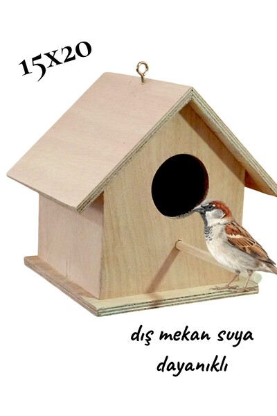 değerli hobi Ahşap Kayın Kuş Yuvası Kuş Evi Dış Mekan Suya Dayanıklı 15x15x20 Cm