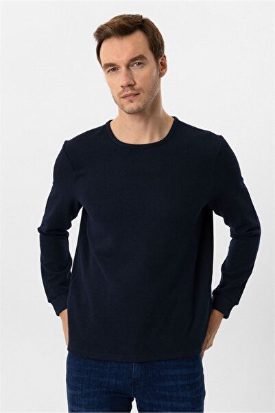 SÜVARİ Lacivert Slim Bisiklet Yaka Sweatshirt