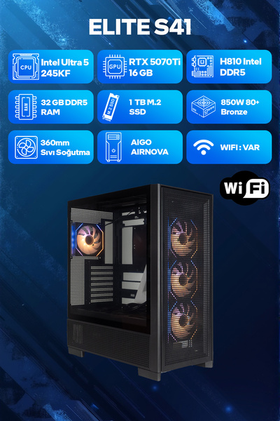Game Garaj Elite S41 Intel Core Ultra 5 245KF 32GB RAM 1TB SSD RTX5070Ti 360m...