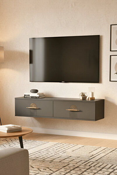 cnyr TDA1215A - İDA120 DUVARA MONTAJ TV STAND, TV RAFI, TV SEHPASI ANTRASİT 1...
