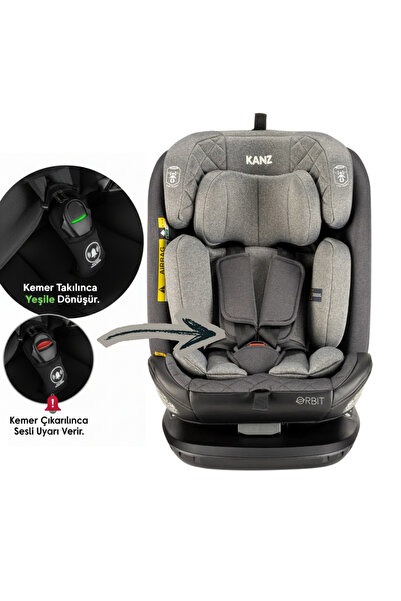 Kanz Orbit I-Size İsofix Bağlantılı Oto Koltuğu 0-36 Kg Gri