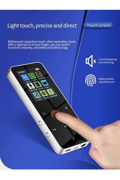 SIGHTZER Bluetooth Lu Mp3-mp4 Çalar Ses Kayıt Fm Radyolu Şarjlı Mp4 Player Dahili Hoparlör 8gb Hafızalı