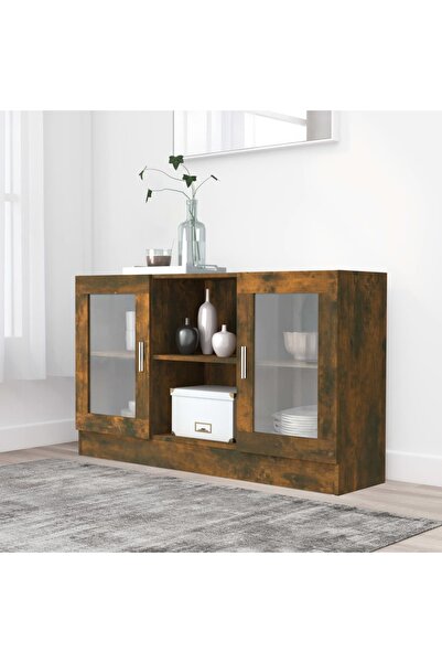 Concept Dulap vitrină, stejar fumuriu, 120x30,5x70 cm, lemn prelucrat