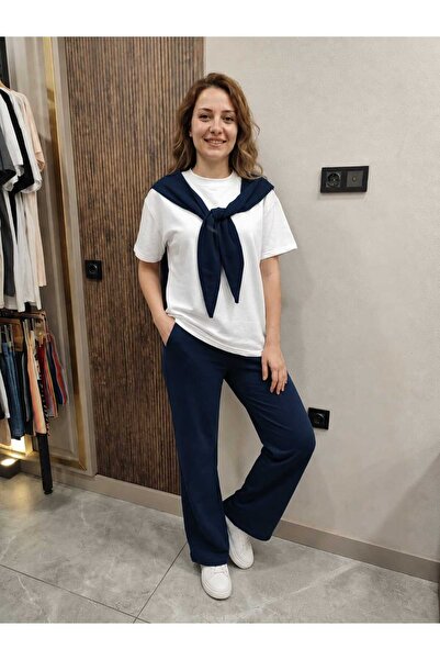 Bala Giyim Set tricou cu mânecă scurtă și eșarfă pentru femei
