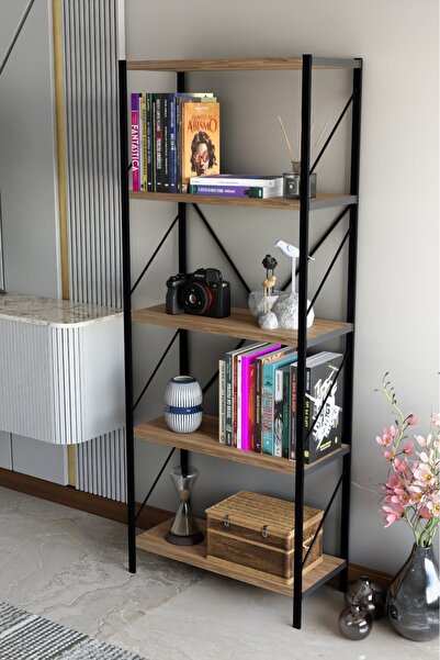 Mgr Office 150 Cm Dekoratif 5 Raflı Kitaplık Çok Amaçlı Raf Mutfak Rafı Metal...