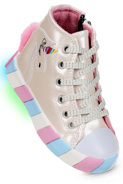 Kiko Kids Rosy Unicorn Fermuarlı Işıklı Kız Bebek Spor Ayakkabı