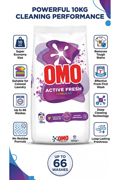 Omo Detergent pudră Active Fresh pentru rufe colorate, 10 KG (66 spălări)