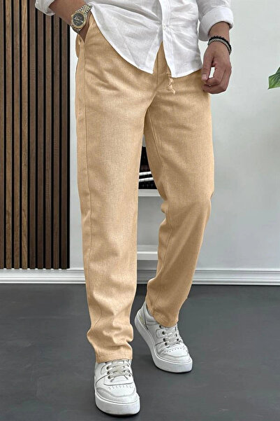 Edwox Pantaloni de in pentru bărbați, cu croială relaxată, galbeni Edw138