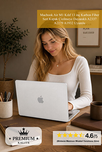 Mcstorey Macbook Air M1 Kılıf 13 inç Karbon Fiber Sert Kapak Çizilmeye Dayanı...