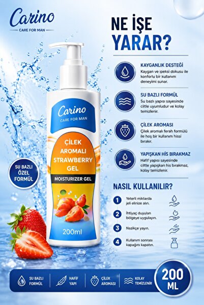 Carino E Bella Carino Care For Man Çilek Aromalı Jel 200 ML – Su Bazlı Jel