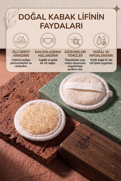 ERATOS Doğal Kabak Lifli Hakiki Yüz Kesesi -Yüz Kesesi Yüz Lifi - Banyo Hamam...