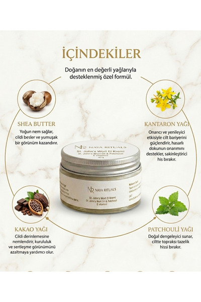 Naya Rituals Soothing and Repairing St. John's Wort Oil & Patchouli & Vitamin E Hand and Face Cream - 40 g