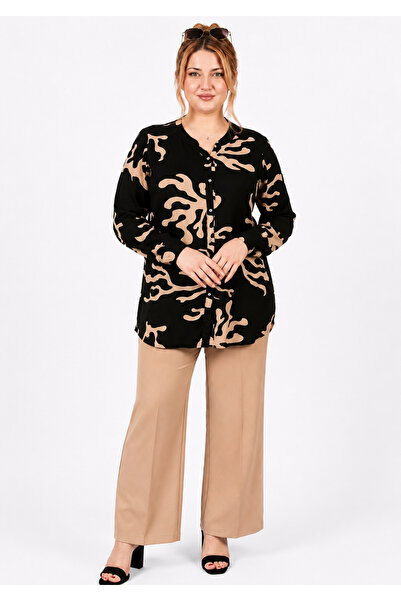 ELSEBUTİKTR Women's Comfortable Cut Cotton Viscose Tunic Shirt