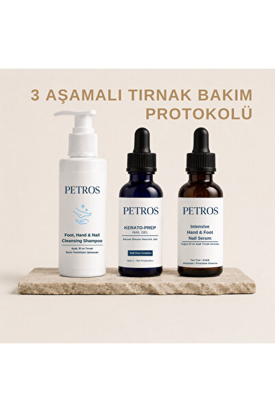 PETROS 3 Aşamalı Tırnak Bakım Seti | Yıkama Şampuanı + Kerato-Prep Jel + Tırn...