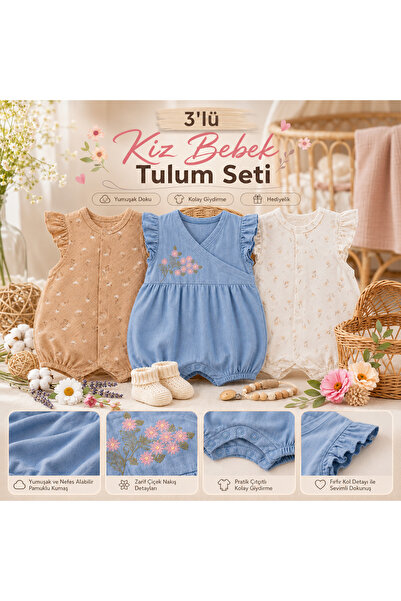 MYZİ STORE Set de body-uri din 3 piese pentru bebeluși de vară – 100% bumbac,...