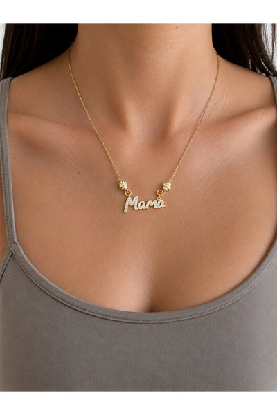LEROSY CO. Gold Mama Yazılı Kolye Çelik Kadın | Minimal Harf Kolye